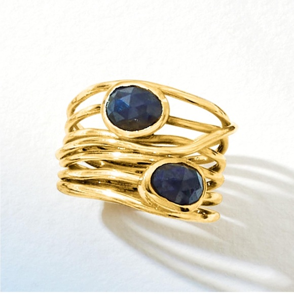 18k Precious Gemstone Emerald Sapphire Turquoise Wire Wrap Ring - Picture 16 of 16